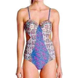 MAAJI One Piece Tie Scoop Back Pineapple Bird Swimsuit Women Small (Retail $178)